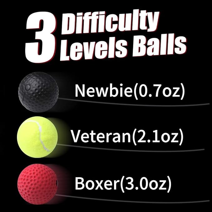 Boxing Reflex Ball 3 Difficulty Level Boxing Ball with Headband Suit for Reaction, Agility, Punching Speed, Fight Skill and Hand Eye Coordination Training for Kids and Adults