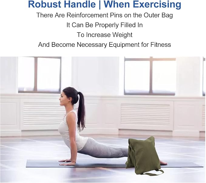 en Yoga Sand with Handle, Portable Fillable Yoga Sandbags, Weight ing Equipment for Yoga Pilates Workout, with Leakproof Lining