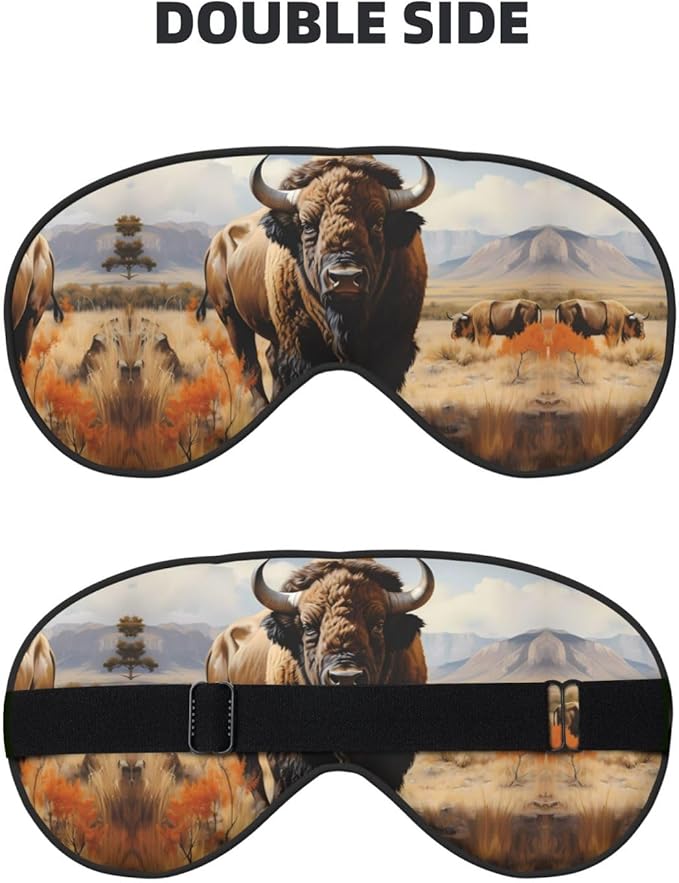 North American Bison Herd Head-Mounted Double-Sided Light-Blocking Sleeping Eye mask to Protect Eyes and Relieve Eye Fatigue