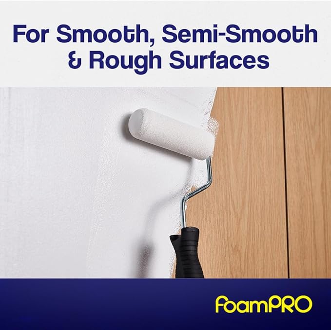 FoamPRO 65-5 Mini Trimmer Refill - 4-Inch Paint Rollers for Precision Painting- with 3/8 in Nap - Pack of 5, Yellow
