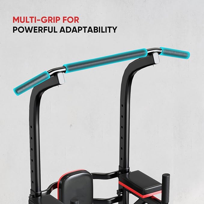 Pull Up Bar Station, Adjustable Multifunction Power Tower Dip Bar Station Home Gym Strength Training Workout Equipment for Pull-up Push-up Dips (Black-Classic).