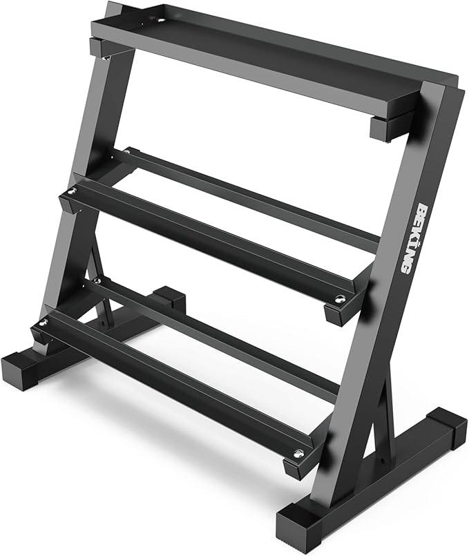 BEKING 3 Tier Dumbbell Rack,1000LB Capacity Weight Storage Rack for Home Gym Fitness,Multifunctional Free Weight Organizer Stand for Dumbbells, Kettlebells,Compact Design Save Floor Space