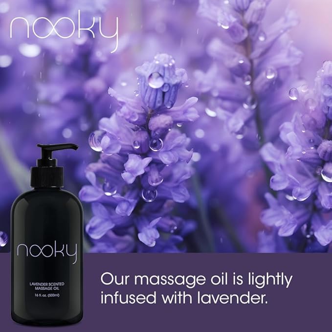 Nooky Massage Oil with Sweet Almond Oil, for Massaging 16 Ounce (Lavender)