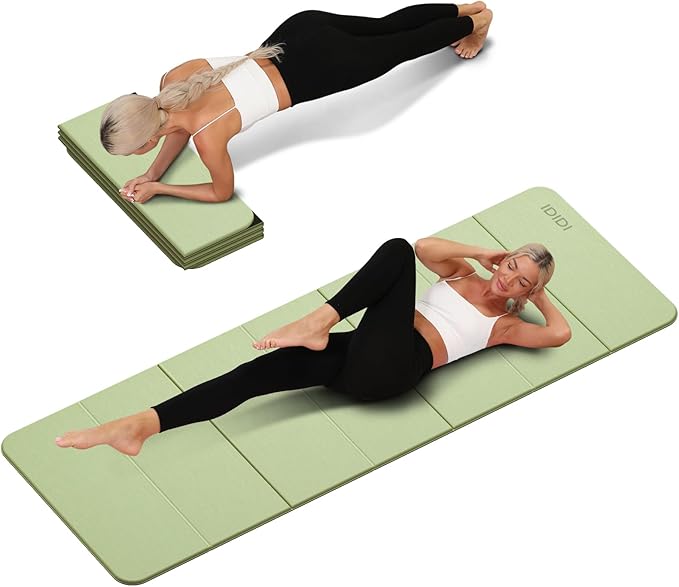 Foldable Yoga Mat Extra Thick 0.32 Inches-SGS Certified POE Material Exercise Mat, Non-Slip Design Fitness Mats, Multi-Purpose Workout Mats For Studio or Home Use