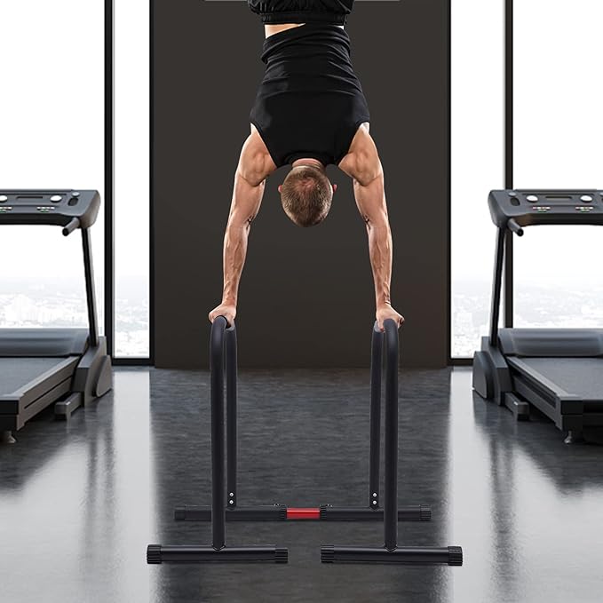 Adjustable Dip Bar- 440lbs Dip Station Portable Functional Fitness Bar, Heavy Duty Dip Stand Body Press Bar Parallette Exercise Bar Workout Equalizer for Home Workout