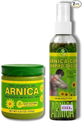 Arnica Massage Combo – Oil 6 fl oz + Gel 4.23 oz – Natural Topical Set for Muscles & Joints,Fast-Absorbing, Botanical Aroma,Daily Massage Therapy Use – Non-GMO,100% Natural – Authentic by BexpertsUSA