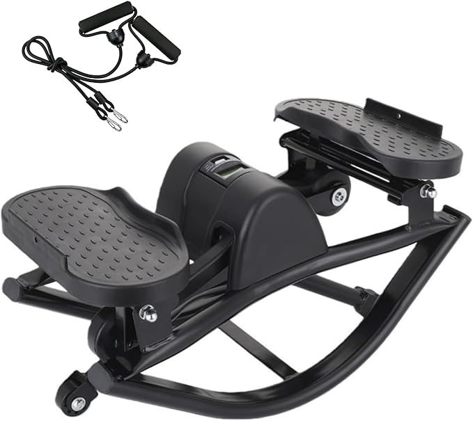 Rock Stepper Side to Side – Lateral Stepper & Glute Trainer with Resistance Bands, Low Impact Side to Side Stepper for Home Exercise, Quiet Step Rocker Machine No Assembly 250LBS