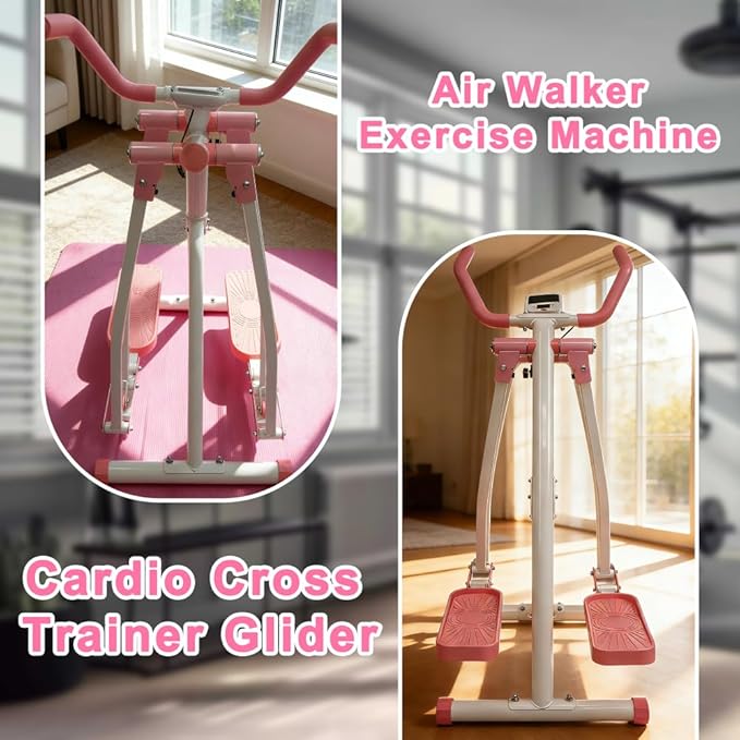 Air Walker Exercise Machine,Foldable Elliptical Machine for Home,Mini Elliptical for Full-Body Low-Impact Exercise with LCD Display Ideal for Home Gym
