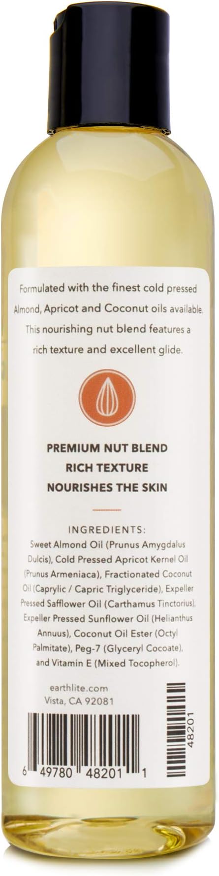 EARTHLITE Massage Oil NATURAL-NUT – NEW FORMULA -Unsurpassed Glide, 100% Chemical-Free, Unscented