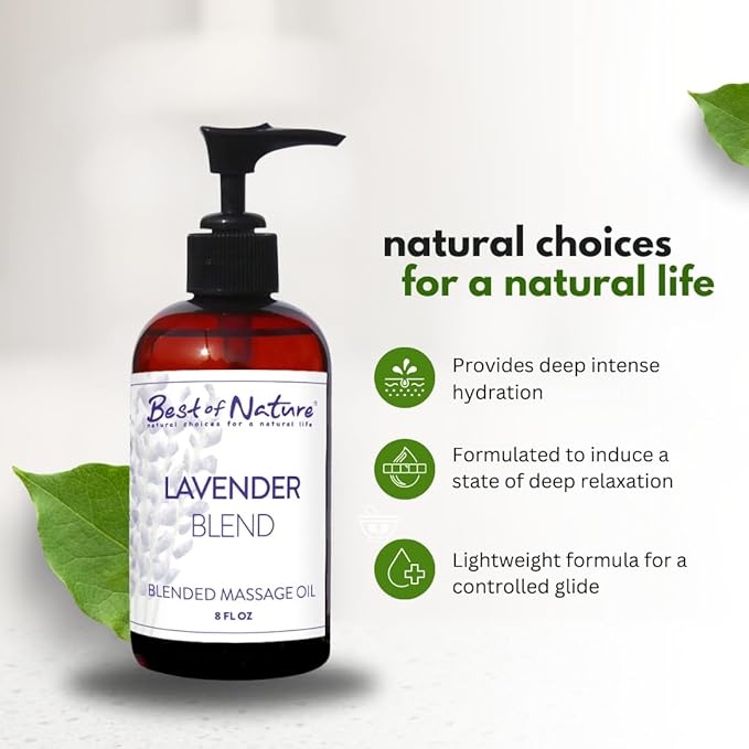 Best of Nature Lavender Blend Massage Oil - Non-Greasy Aromatherapy Massage Oil for Body, Skin & Face, Crafted with Pure Essential Oils, 5 Gallon (640 fl oz)