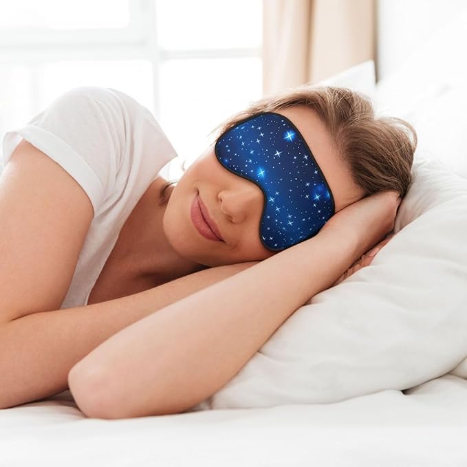 Blue Star Pattern Head-Mounted Double-Sided Light-Blocking Sleeping Eye mask to Protect Eyes and Relieve Eye Fatigue