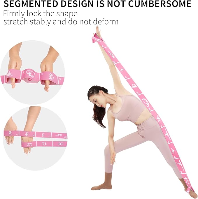 Yoga Strap with 10/12 Loops - Multi-Functional Stretch Band for Pilates, Dance, Gymnastics, Physical Therapy, Flexibility & Resistance Training, Ballet, Latin Workouts