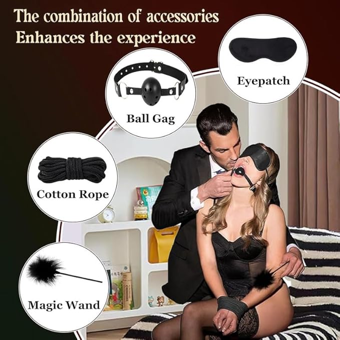 Fashion 12 Piece Combination Nylon Exercise Set, Wrist and Hip Pilates Equipment, Fun Indoor Fitness Yoga Accessories (Black), Couple Gift