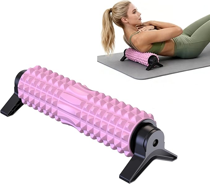 Foam Roller with Detachable Stand, 18” Deep Tissue Massage Roller, Beginner-Friendly Support Design for Muscle Recovery, Home Workout & Fitness - Pink