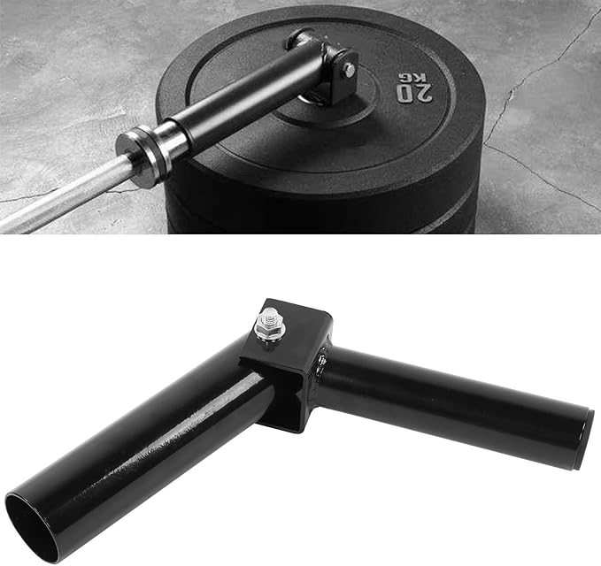 T Bar Row Attachment, 360° Rotating Steel Landmine Base for Barbell Power Core Strength Exercise Equipment for Home Gym, Black