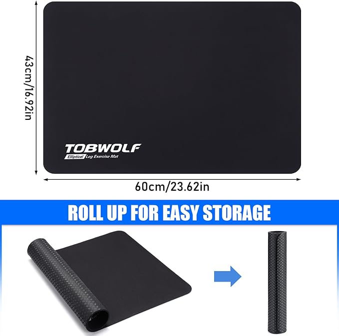 TOBWOLF Non-Slip Workout Mat for Ellipse Leg Exerciser, Ellipse Machine Mat, Exercise Mat for Under Desk Ellipticals, Suitable for Electric Seated Foot Pedal Exerciser, Stability & Floor Protection