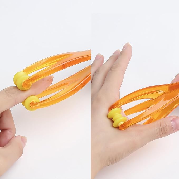 Finger Roller Massager,Scalp Massager Gua sha Back Massager Head Scratcher,Hand Blood Circulation Massage Tools, Handheld Stress Relief Double Rubber Joint Roller Massager,2 Pieces