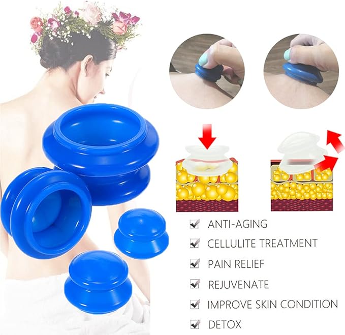 4 Size Cupping Therapy Sets Silicone - Cupping Therapy Professional Studio and Home Use Cupping Set, Stronger Suction Best for Myofascial Massage, Muscle, Nerve, Joint Pain