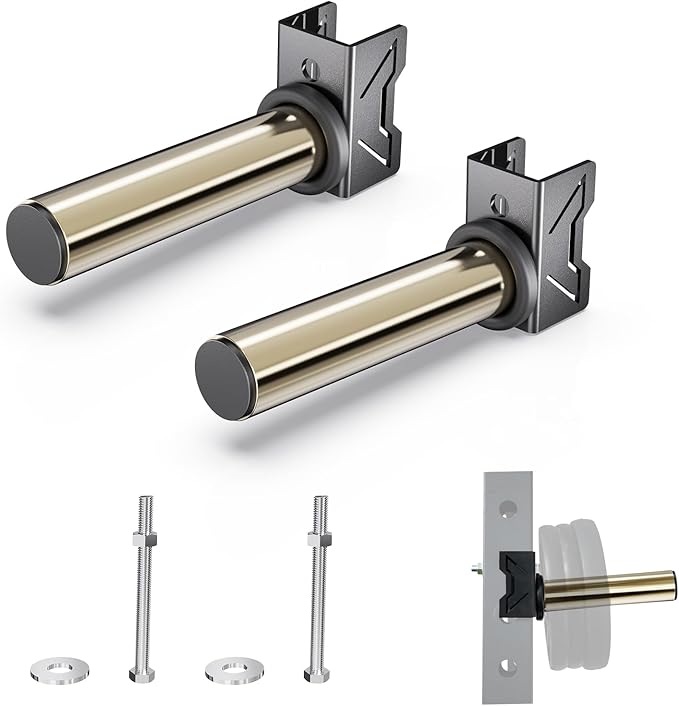 Stainless Steel Sleeve Weight Plate Holder for Power Rack – Choose 2×2 or 3×3 Uprights – Fits 5/8" to 1" Holes – 300lbs Capacity, Heavy-Duty Steel Peg with Stainless Cover, Pair
