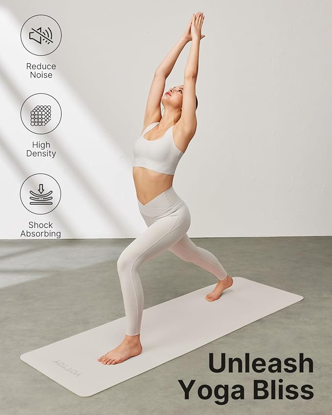Yoga Mat,Non-Slip TPE Exercise Mat(1/4 Inch) for Pilates, Fitness & Barefoot Workouts, Home Gym Studio with Strap & Bag