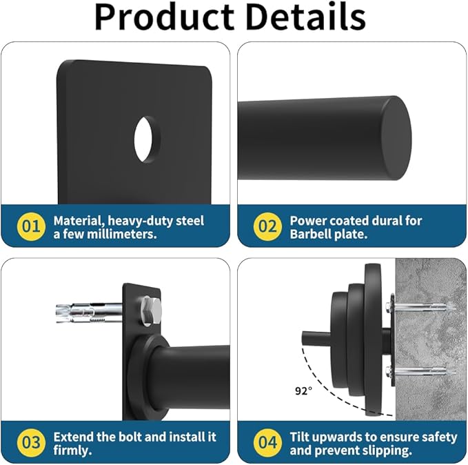 Wall Mounted Weight Plate Holder,Weight Plate Rack for for All Size Bumper Plates, Max Weight Capacity 300 Lb, Home Gym Organizer
