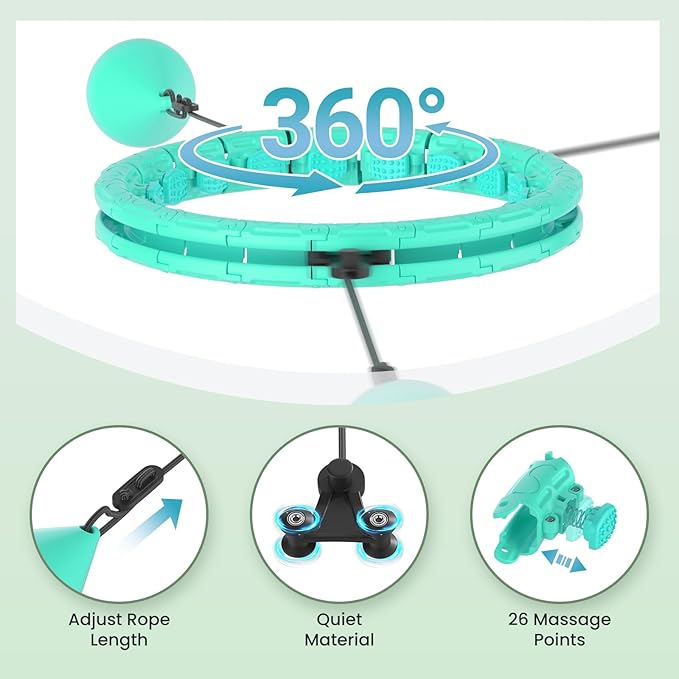Weighted Hula Infinity Fitness Hoop for Adult Weight Loss, 2 in 1 Smart Fitness Workout Hula Circle Hoops with 26 Detachable Knots, Exercise Fit Hoop Suitable for Women and Beginners