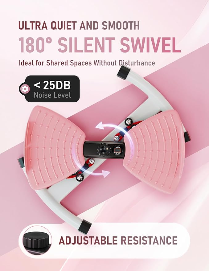 Waist Twister Machine with Smart Digital Counter and Resistance Bands 300 Lbs Capacity, Noiseless Ab Twister Board for Home Exercise, Fitness Equipment Ideal for Women to Burn Belly Fat and Tone Body