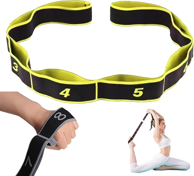Fitness Resistance Band for Stretching and Yoga, Number Resistance Band with Handle, Adjustable Leg Stretcher Bands, Multifunction Elastic Stretch Band for Full Body Stretching Shaping