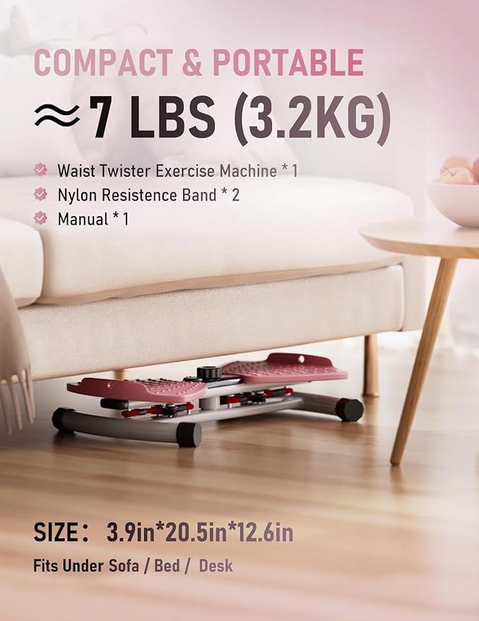 Waist Twister Machine Exercise, Ab Twist Board with Smart LED Digital Counter, Supports 300 lbs, Noiseless, Anti-Slip, Compact Portable for Home Gym Workout Equipment