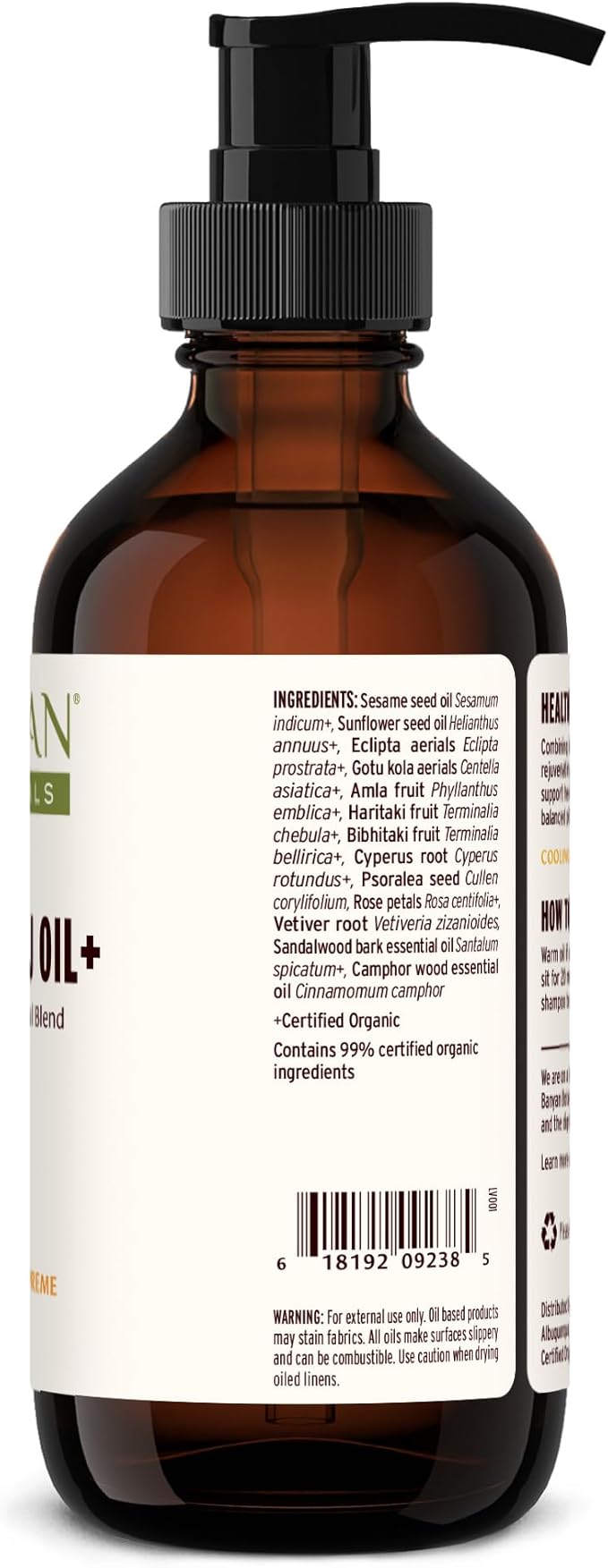 Banyan Botanicals Bhringaraj Oil+ – Organic Herbal Oil with Bhringaraj, Gotu Kola, and Rose – for Organic Skin Care and Hair Care – 8 oz – Non-GMO Sustainably Sourced Physician-Formulated
