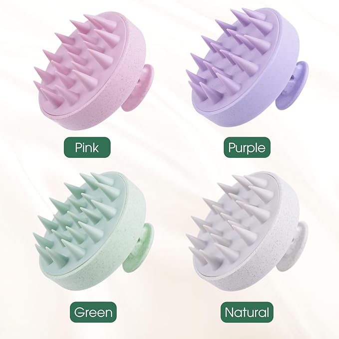 Scalp Massager Brush for Hair Growth – Silicone Scalp Scrubber & Scalp Exfoliator – Manual Scalp Massager Brush for Wet or Dry Use – Hair Massager Scalp Shampoo Brush Tool (Pink)