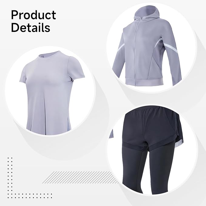 Women'S Yoga Pilates Outfit, Four Pieces, Jacket, Bra Top, Shorts And Pants, Black Xxl, Breathable And Anti-Pilling, Workout Set For 5 Ft To 5 Ft 11 In, 110 To 330