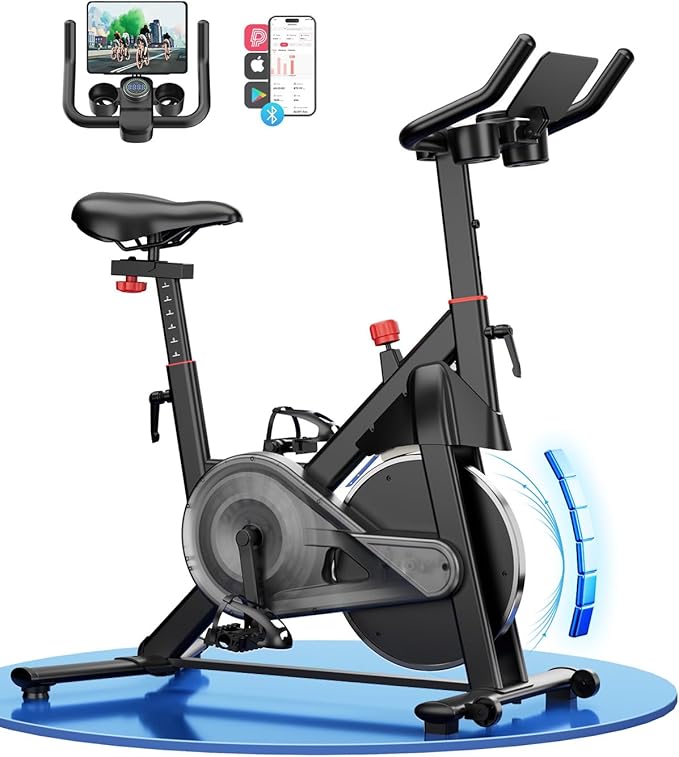 Superun Exercise Bike, Stationary Bikes for Home with Brake Pad, Low Noise Indoor Cycling Bike with 300LBS Weight Capacity, Workout Bike for Home Gym with Pad Mount LCD Monitor and Cup Holder
