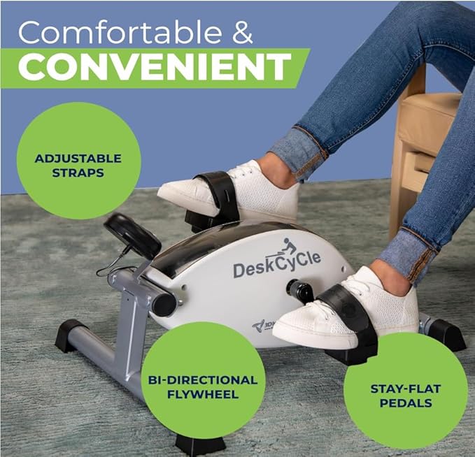 DeskCycle Under Desk Bike Pedal Exerciser - Stationary Bikes for Home & Office - Standard and Adjustable Height Versions
