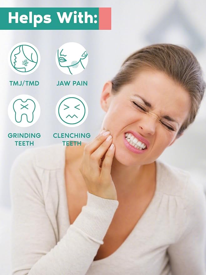 TMJ Relief Products Jaw, TMJ Relief Massager, Vibration and Heating, Ergonomic Multi-Needle Design TMJ Massage Tool, Effective Jaw & Neck Pain, Grinding and Clenching Teeth Relief (White)