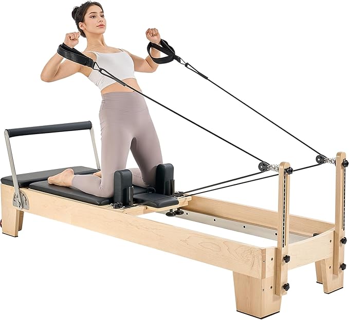 VEVOR Pilates Reformer Machine, Pilates Workout Equipment for Home Gym Studio Use, Pilates Reformer with Sitting Box and Jumpboard，fit for Beginners & Advanced Users