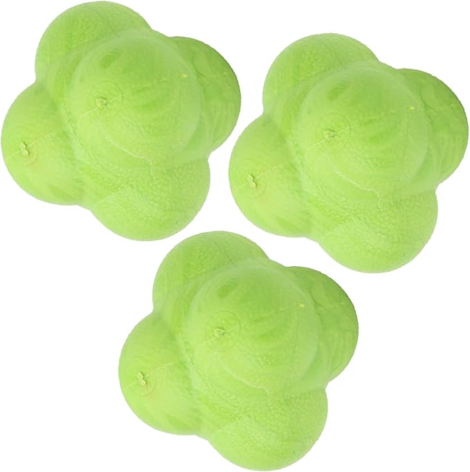 Drfeify 3Pcs Bounce Reaction Balls Ball Set for Training & Coordination HexShaped with TPR Material for Multisport Athletes