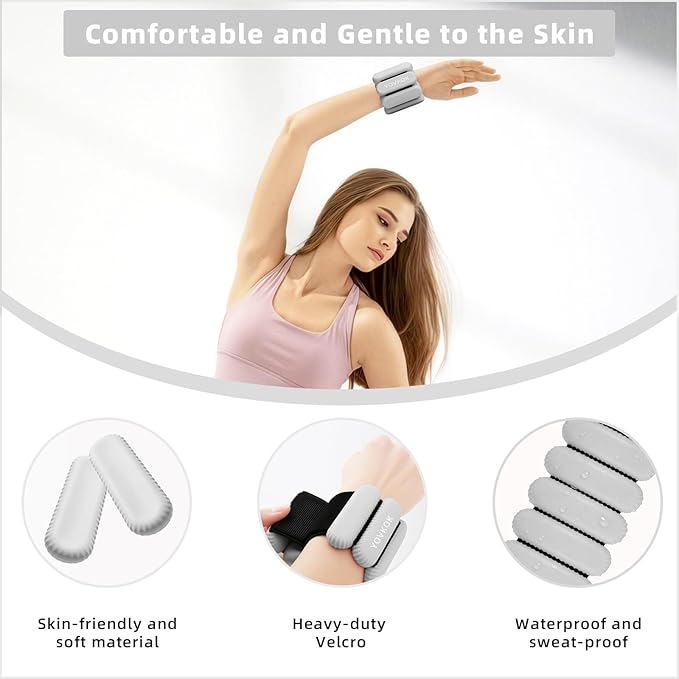 Wrist Weights, Silicone Adjustable Ankle Weights for Women Men - Strengthen Arms and Legs Ideal for for Home Gym Workout, Running, Yoga, Pilates, Barre, Exercise, Strength Training
