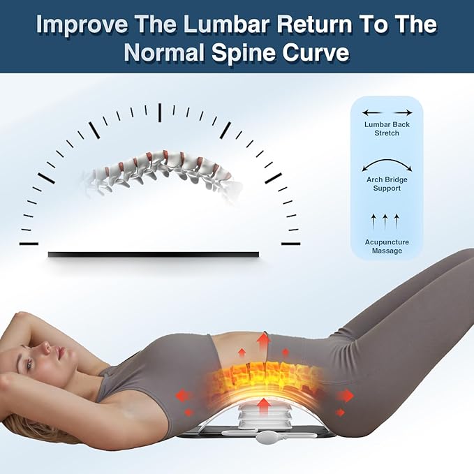 Docemel Back Stretcher for Lower Back Pain Relief,Adjustable Inversion Lumbar Traction Device,Lumbar Support Board for Spinal Decompression and Scoliosis,Sciatic Nerve Release Tool,Back Cracker Board