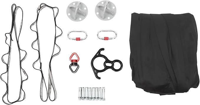 LOYALHEARTDY Aerial Silks Starter Kit, 11 Yards Equipment Set for Aerial Yoga, Durable Aerial Yoga Hammock Aerial Swing for Aerial Acrobatic, Aerial Dance & All Levels (L:10m W:2.6m)