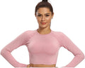 Yoga Set Seamless Women Long Sleeve Blouses Top Gym Sport Bra High Waist Tight Leggings Fitness Suit Shorts Sets (Color : Pink Long sleeve, Size : Medium)