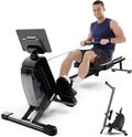 Magnetic Rowing Machine with 32-Level Electromagnetic Resistance, Dual Rail Design, Smart LED Feedback & App Integration, Foldable Quiet Rowing Rower for Home Gym