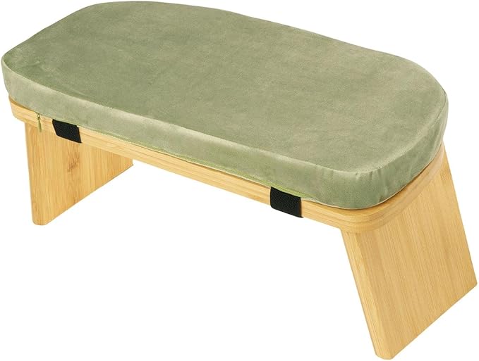 Yoga Meditation Bench Kneeling Stool, Foldable, Wood, with Removable Cushion Ergonomic Prayer Bench Meditation Stool