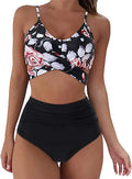 Womens Front Cross Ruched Bikini Set Twist Wrap Swimwear High Waisted Bottoms Print Straps Push Up Swimsuits