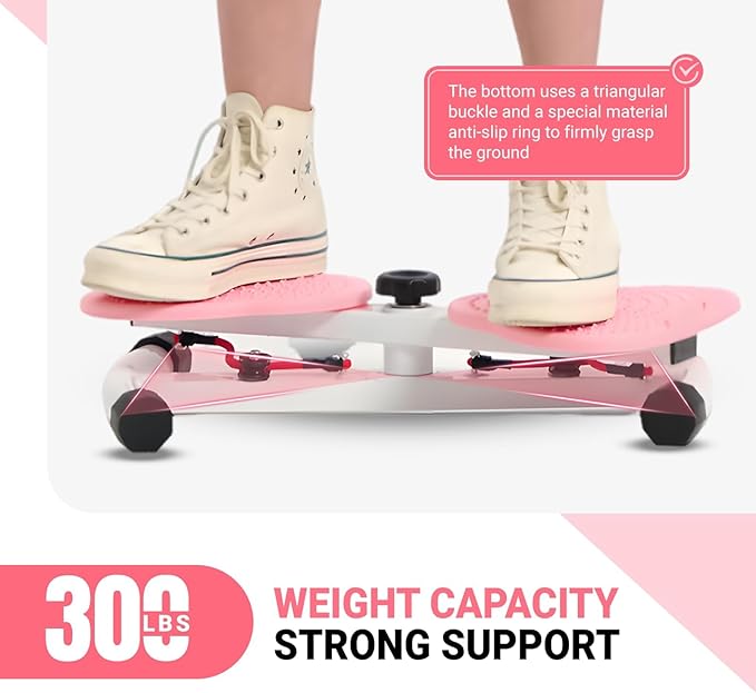 Waist Twister Machine with Resistance Bands - 300 lbs Weight Capacity, Non-Slip Twist Board, Noiseless Ab Twister for Belly Fat Loss, Home Gym Equipment for Women/Men