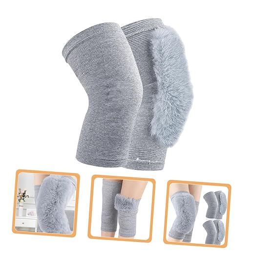 FRCOLOR 1pair Warm Knee Support Sleeve Elastic Knee Wraps for Outdoor Activities Ergonomic Design for Injury Prevention Comfortable and Breathable Material for Cold Weather Use