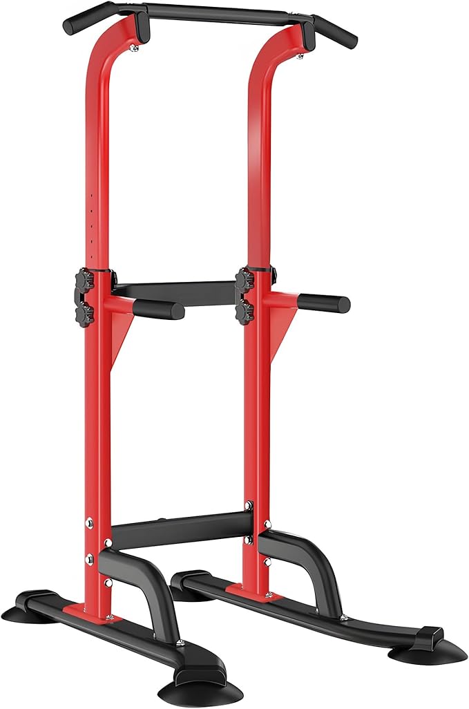 SogesHome Power Tower Pull Up Bar and Dip Station, Height Adjustable Dip Stand Exercise Machine for Home Gym, Multi-Functional Free Standing Strength Training Fitness Workout Station