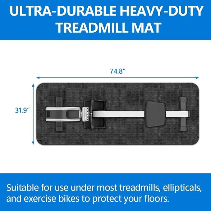 Treadmill Mat,Bike Mat Compatible with Peloton Bike,Elliptical, 6mm Thick, Under Exercise Bike Trainer Pad for Indoor Stationary Spin Bike Gym Equipment Hardwood Floor Carpet Protector