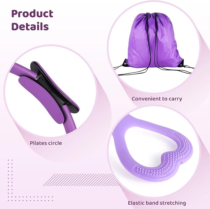 BOSREROY Pilates Ring Kit for Women, 13 Items, Home Yoga and Fitness Set, with Ball, Bands, & Strap