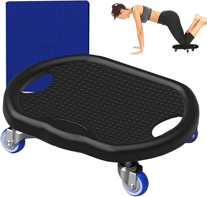 Ab Roller Board – PVC Stainless Steel 32x27x9cm | Abdominal Core Strength Trainer | Silent Exercise Plate For Home Gym Fitness Weight Loss And Daily Workout Use
